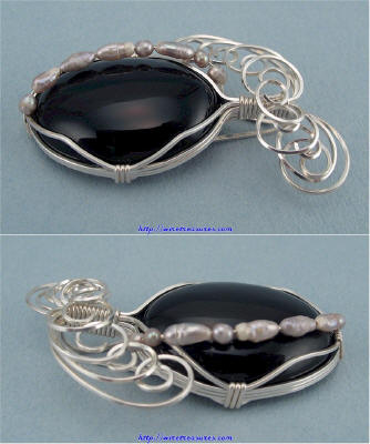 Onyx Pendant with Freshwater Pearls